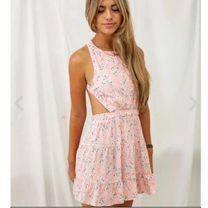 Walk Free Pastel Pink Floral Dress M NWOT